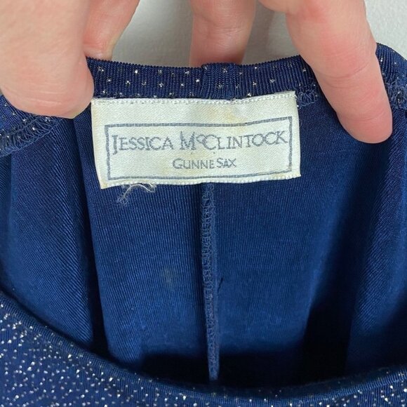 Vintage Gunne Sax Jessica McClintock Sequin Maxi Dress Blue Size Small 1980s S - Picture 3 of 9
